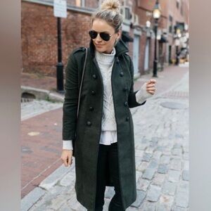 Banana Republic Dark Green Double-Breasted Coat